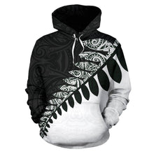 Load image into Gallery viewer, New Zealand Silver Fern Hoodie Black White