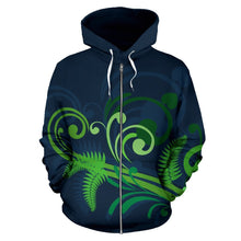 Load image into Gallery viewer, New Zealand Silver Fern Zip Up Hoodie Green