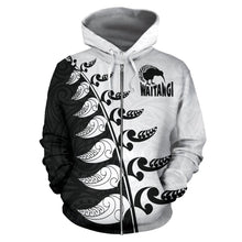 Load image into Gallery viewer, Happy Waitangi Day Zip Hoodie Black White