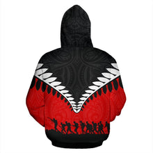 Load image into Gallery viewer, New Zealand Lest We Forget Hoodie Black Red Back