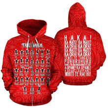 Load image into Gallery viewer, Rugby Haka Dance Zip Up Hoodie Red