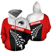 Load image into Gallery viewer, Aotearoa Kiwi Fern Zip Up Hoodie front and back | New Zealand Hoodie