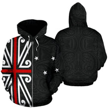 Load image into Gallery viewer, Maori New Zealand Flag Design  Zip Up Hoodie